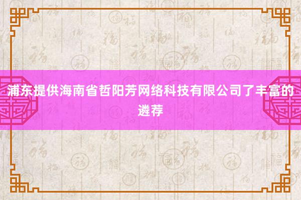 浦东提供海南省哲阳芳网络科技有限公司了丰富的遴荐
